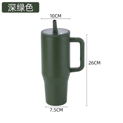 40oz Cross-border thermos cup 40oz double-layer ice cup leak-proof foldable straw cover convenient direct drinking mouth car cup Good Vibrations