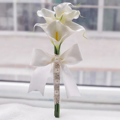 New White Wedding Bouquet Handmade Artificial Flower Calla Buque Casamento Bridal Bouquet for Wedding Decorations - Good Vibrations