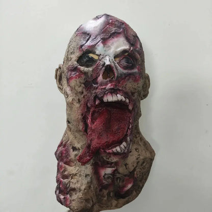 Halloween Horror Walking Dead Zombie Full Head Mask Adult Latex Zombie Mask Scary Spit Out Tongue Full Face Stage Show Face Mask Good Vibrations