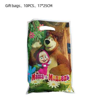 Girl and the Bear Birthday Decorations Disposable Tableware Tablecloth Cup Plate Napkin Balloons Baby Shower kids Party Favors Good Vibrations