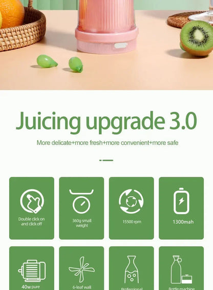 Electric Juicer Cup 6 Blades Blender Milkshake Machine USB Portable Fruit Milk Mixing Tool Mini Fresh Juice Blender Good Vibrations Adult Super Store