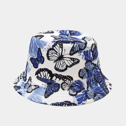 Butterfly Bucket Hat Spring Summer Hats For Women Outdoor Sun Protection Sunshade Sweet Cute Double sided Fisherman Cap Sunhat Good Vibrations