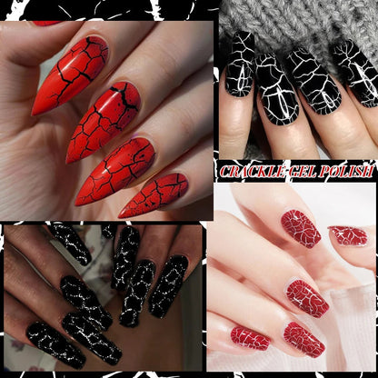 LILYCUTE 7ml Crackle Gel Nail Polish Quick Dry Marble Cracking Effect Gel Semi Permanent Soak Off Nail Art Varnish Manicure Good Vibrations