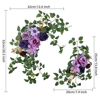 2pcs Wedding Arch Flowers Artificial Flowers Floral Garland for Bridal Shower Ceremony Welcome Sign Backdrop Stand Decorations Good Vibrations
