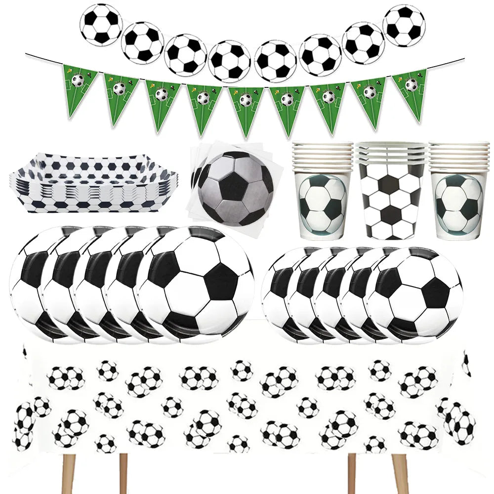 Soccer Party Disposable Tableware Paper Plates Cups Napkins Tablecloth Soccer Birthday Party Decoration Good Vibrations