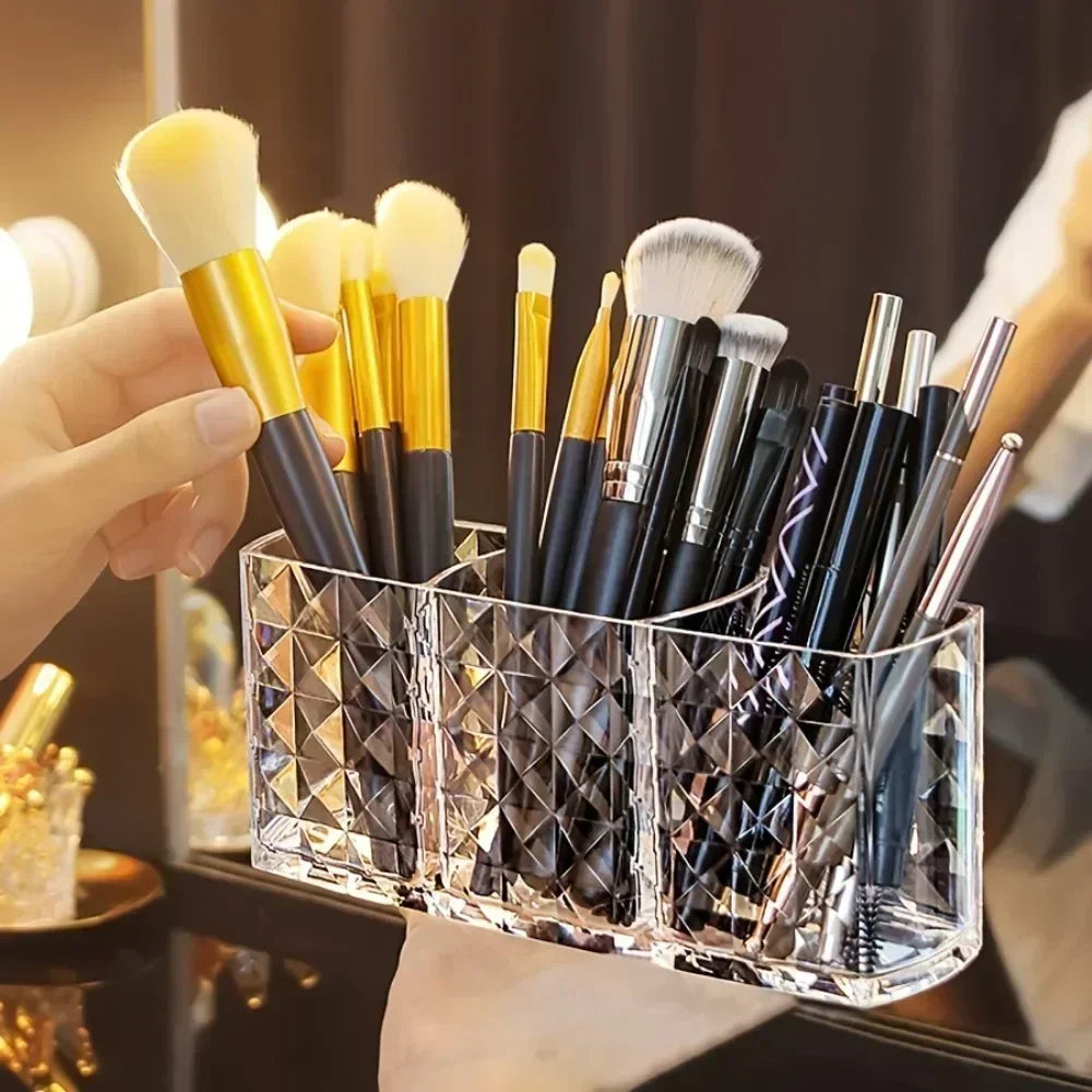 Clear Acrylic Makeup Brush Holder Desk Cosmetic Organizer Lipstick Storage Box Nail Polish Display Stand Rack Jewelry Case Good Vibrations