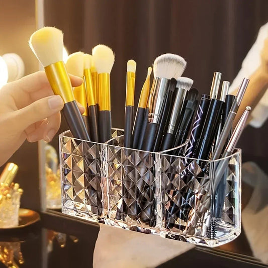 Clear Acrylic Makeup Brush Holder Desk Cosmetic Organizer Lipstick Storage Box Nail Polish Display Stand Rack Jewelry Case Good Vibrations