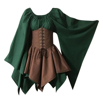 Medieval Costume Women Renaissance Medieval Dress Fairy Elf Traditional Irish Viking Costume Elf Ear for Halloween Party Good Vibrations