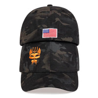 Unisex Forked Wolf Embroidery Snapback Camouflage Baseball Caps Spring and Autumn Outdoor Adjustable Casual Sunscreen Hat Good Vibrations