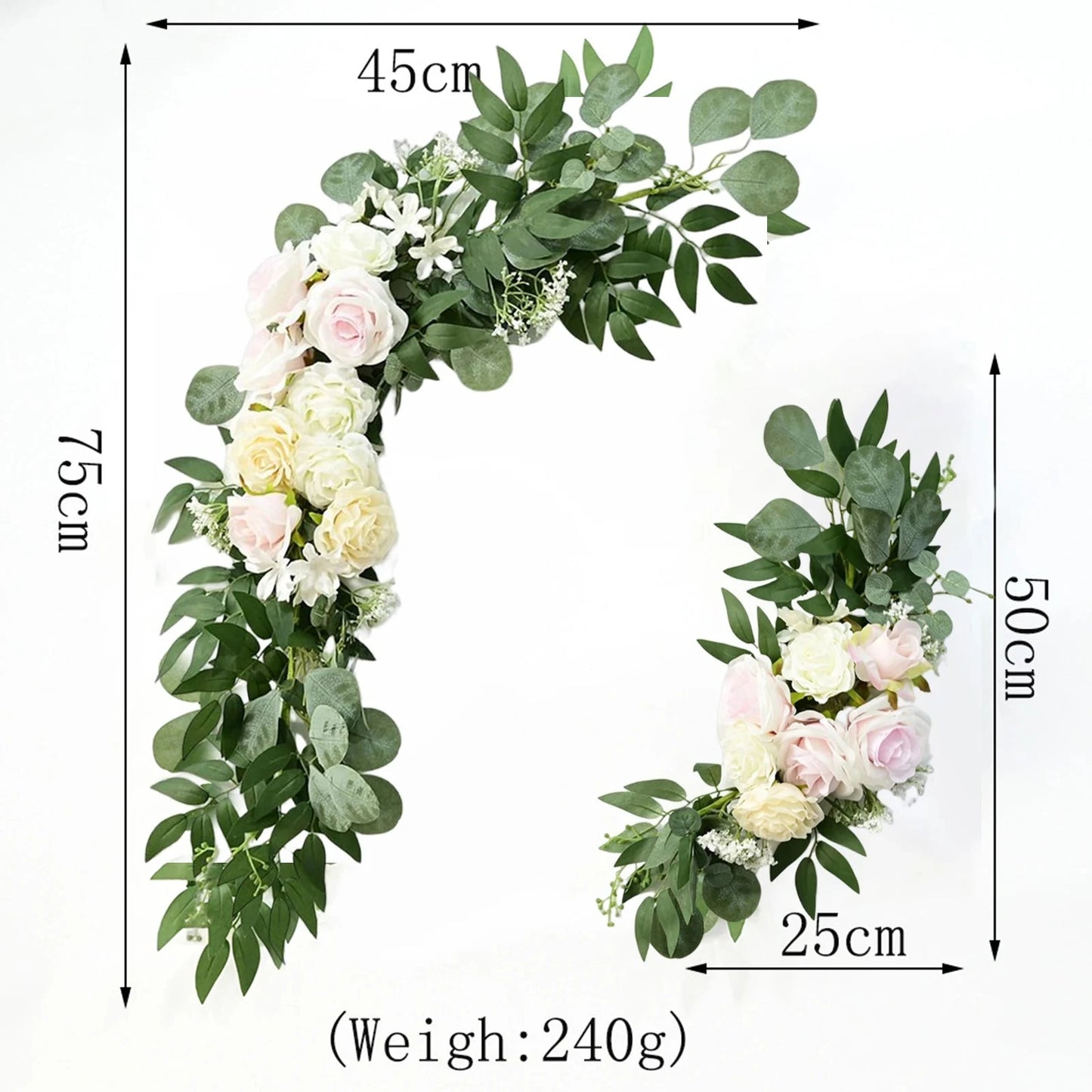 Large 2Pcs Artificial Flower Swag Floral Swag Garland Wedding Arch Flowers Kit for Sign Rustic Artificial Floral Swag Arch Decor Good Vibrations