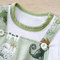 IURNXB Adorable Infant Zoo Animal Print Romper for Boy Newborn Baby Faux Two-Piece Bodysuit with Short Sleeves Casual Play Wear Good Vibrations