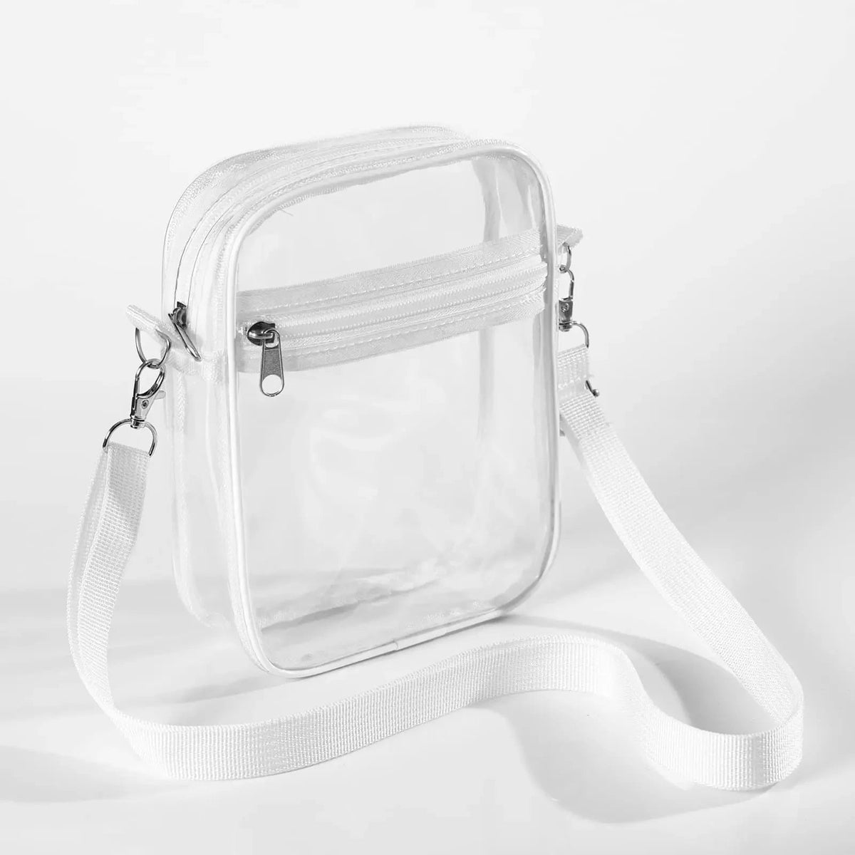 Women Clear Shoulder Bag Stadium Approved PVC Concert Transparent Purse Simple Crossbody Bag With Front Pocket Casual Handbag Good Vibrations