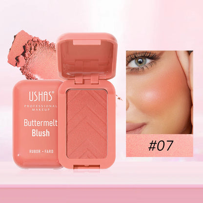 USAHS 7 Color Butter Blush Matte Long-Lasting Waterproof Blusher Natural Facial Contouring Cosmetics Good Vibrations