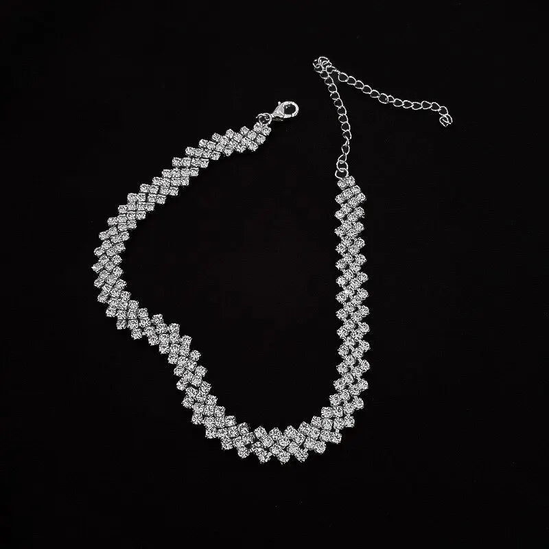 Luxury Shiny Full Rhinestone Choker Necklace for Women Personalized Geometric Crystal Necklaces Wedding Jewelry Party Gifts Good Vibrations Adult Super Store