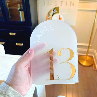 Frosted Arch Acrylic Table Numbers Table Signs Wedding Table Decor Wedding Signage Black Table Numbers Wedding Reception Decor