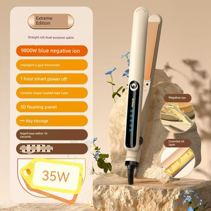 YATENG Ceramic Electric Hair Straightener Corn Stigma Wave Plate Hair Straightener Hair Curler Hair Curler and Straightener Dual-Use Inner Buckle Straightening Does Not Hurt Hair Good Vibrations