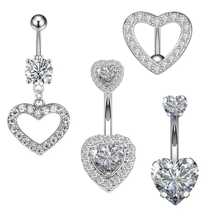 3-5pcs/Lot Belly Button Ring Sets Heart Butterfly Flower Dangled Belly Piercing Nombril 14G Curved Navel Rings Jewelry for Women Good Vibrations Adult Super Store
