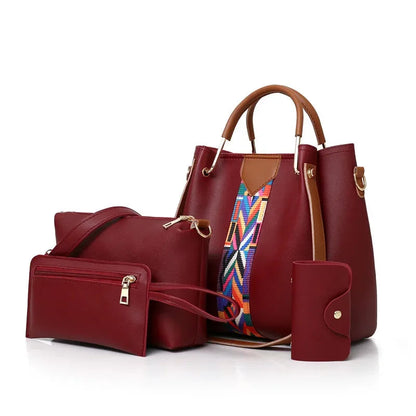 4 Pcs Luxury Handbag Large Capacity Tote Bag Women's Bag Fashion Shoulder Bag,Wallet,Card Case Good Vibrations Adult Super Store