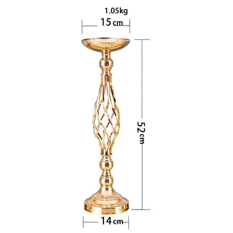 Table Candle Holder Decoration: Golden Iron Art Vase, Twisted Road Candlestick for Wedding Flowers, Wedding Props Good Vibrations
