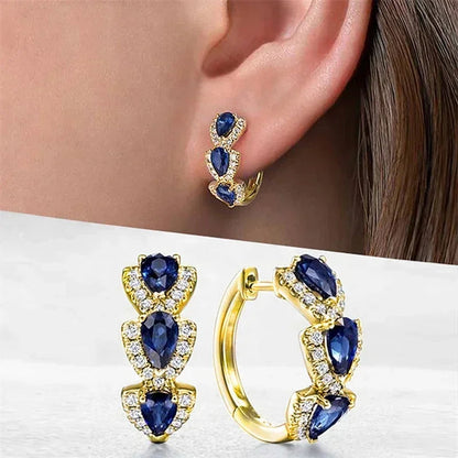 2026 Luxury Trendy Green Cubic Zirconia Hoop Earrings Wedding Party Elegant Accessories for Women Anniversary Gift New Jewelry Good Vibrations