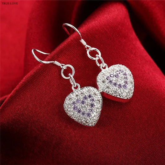 Hot charm 925 sterling silver Jewelry sets fine heart crystal pendant necklace bracelets earrings for women Fashion Party Gifts Good Vibrations