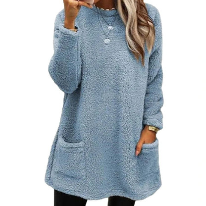Womens Oversized Crewneck Sweatshirt Casual Sherpas Pullover Top Warm Sweater Loose Long Sleeve Shirts Tunics Dress Good Vibrations