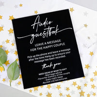 Audio Guestbook Pick Up The Phone Leave A Message For The Newlyweds Clear Glass Look Acrylic Wedding Sign, Guest Book Lucite Good Vibrations