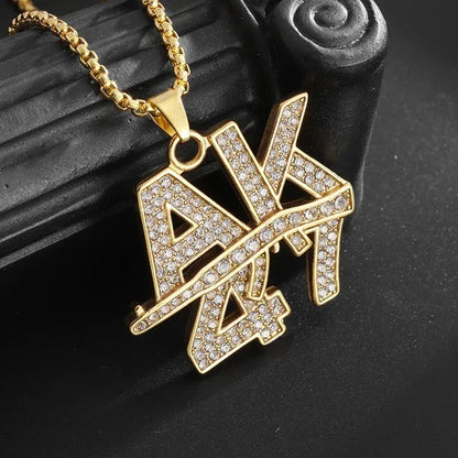 Hip Hop Ice Out Square Crystal S-A-V-A-G-E Letter Pendant Necklace for Men and Women Street One Last Party Trendy Jewelry Gift Good Vibrations