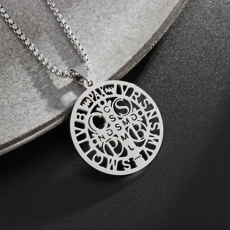 Philippians 4:13 Men's Simple Cross Pendant Necklace Stainless Steel Religious Amulet Jewelry Unisex Bijoux Good Vibrations