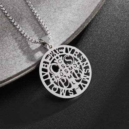 Philippians 4:13 Men's Simple Cross Pendant Necklace Stainless Steel Religious Amulet Jewelry Unisex Bijoux Good Vibrations
