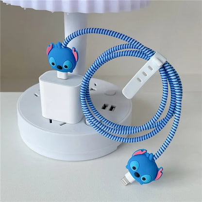 New Cartoon Charger Cable Protector for IPhone 15 14 13 12 18W 20W Charger Protection Cover Stitch Data Line Winder Protective Good Vibrations