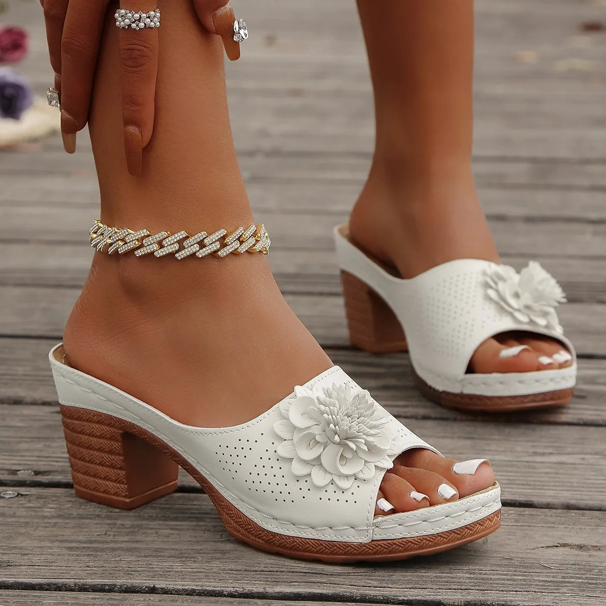 Women High Heels Slip on Sandals Summer Casual Comfortable Shoes Women Elegant Low Platform Sandals Sandalias De Mujer Good Vibrations