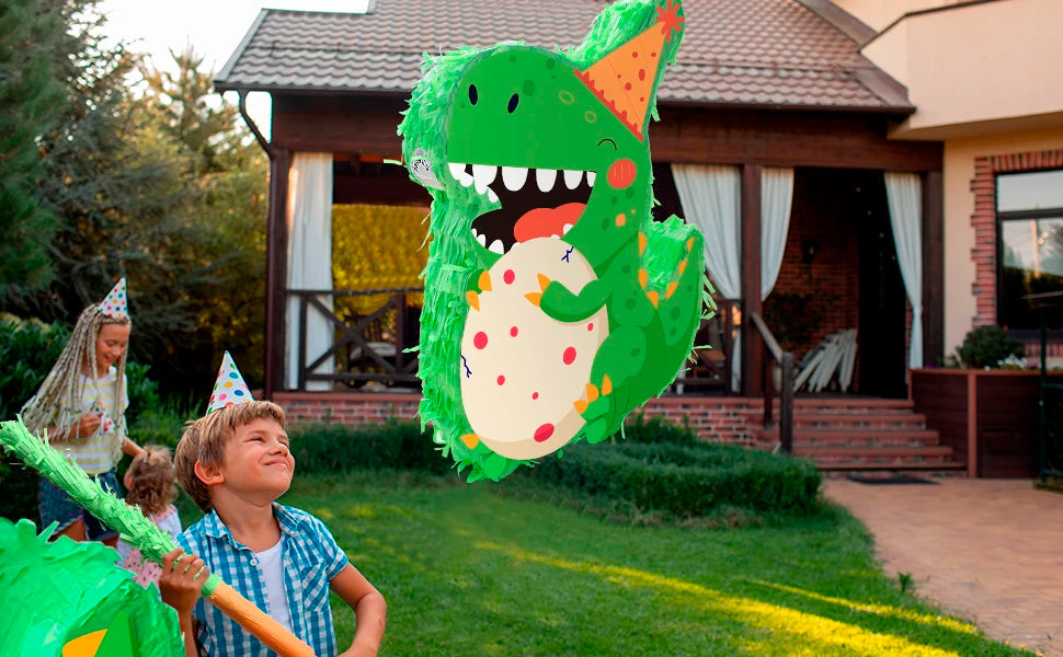 4 Pcs Dinosaur Party Pinata Set-Dinosaur Pinata Sticks Eye Masks etc Dinosaur Pinata Supplies for Dinosaur Party Decorations Good Vibrations