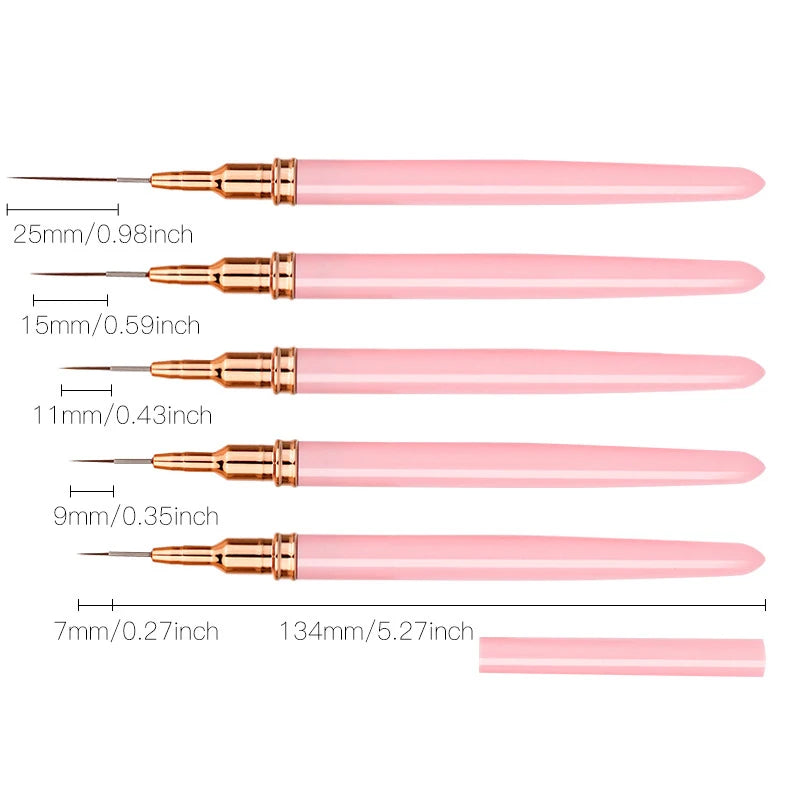 5pcs Nail Art Liner Brush Set UV Gel Nail Brushes Kits French Stripe Line Painting Drawing Flower Pen Professional Manicure Tool Good Vibrations