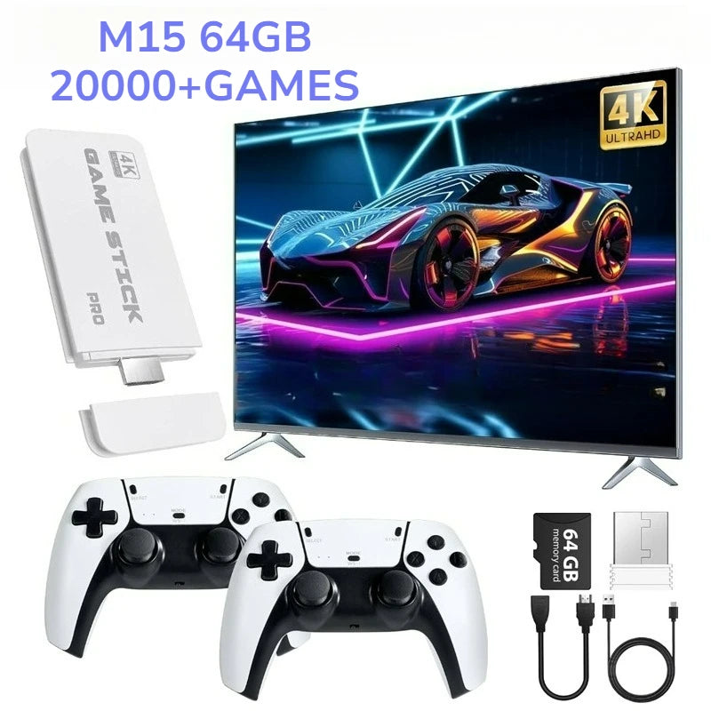 M15 Video Game Console 4K TV Retro Game Console 64G Built in 20000 Games Wireless Controller Gamepad Retro Handheld Game Console Good Vibrations