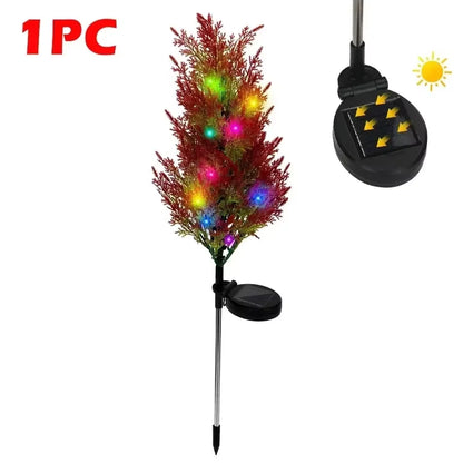 2025 Hot Outdoor Decoration Christmas Tree Light Solar Charging Simulation Pine Tree 20 LED Lawn Light Garden Decoration Light Good Vibrations