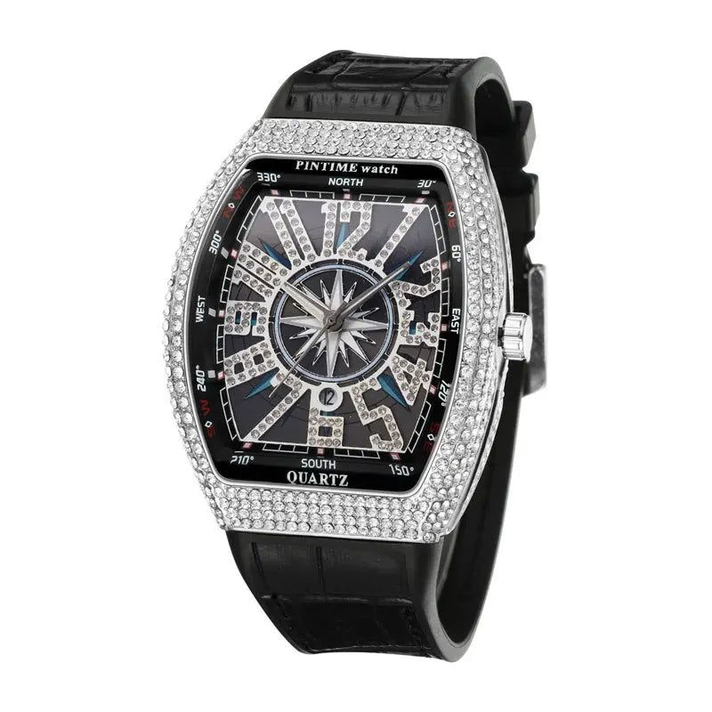 Fashion Mens Watches Men Wristwatches Automatic Quartz Man Clock Male Luxury Reloj Diamond Big Large Arabic Numeral Dial Watch Good Vibrations