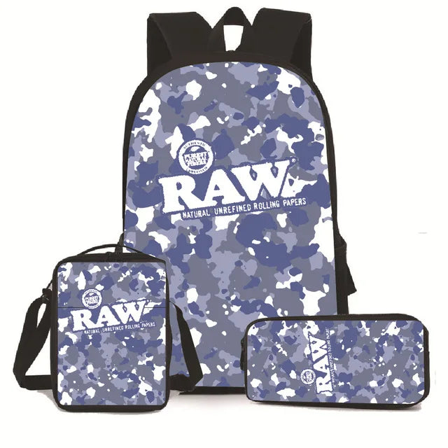 Creative Cigarette Rolling Paper Tobacco RAW 3D Print 3pcs/Set pupil School Bags Laptop Daypack Backpack Lunch bag Pencil Case Good Vibrations Adult Super Store