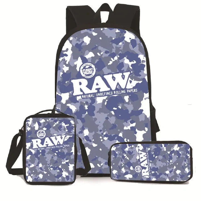 Creative Cigarette Rolling Paper Tobacco RAW 3D Print 3pcs/Set pupil School Bags Laptop Daypack Backpack Lunch bag Pencil Case Good Vibrations Adult Super Store