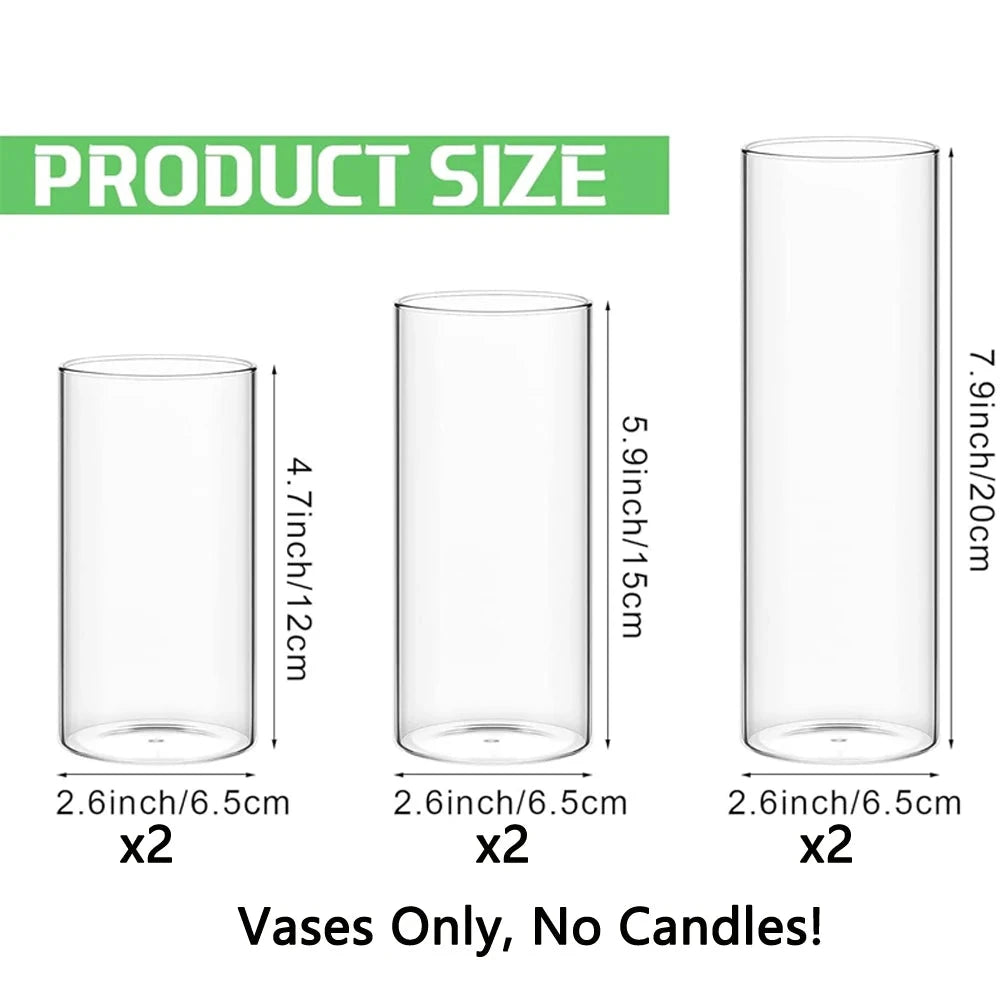 Glass Cylinder Vases Clear Cylinder Candle Holders for Slim Pillar Candles Wedding Centerpieces Wedding Candle Holders Good Vibrations