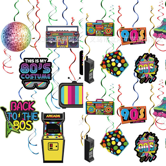 80s 90s Party Decorations Retro 1980s 1990s Hip Hop Party Hanging Swirls Ceiling Decor for Adults Back to The 80s 90sParty Good Vibrations