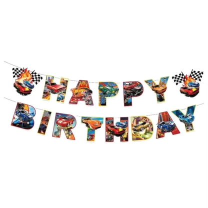 Car Kids Birthday Party Decoration Boys Birthday Supplies Paper Cup Plate Cutlery Cars Balloons Cake Flag Party Children's Gifts Good Vibrations