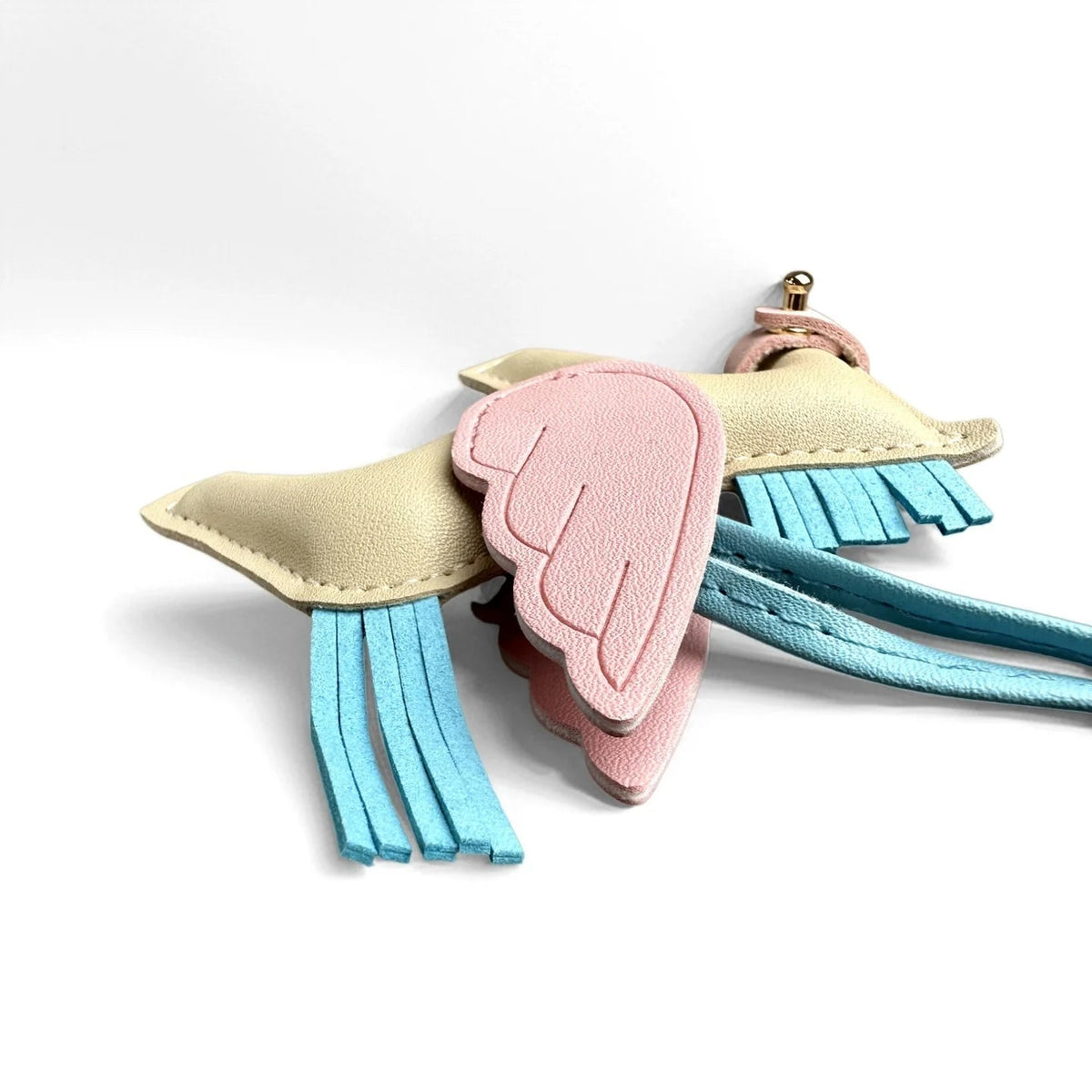 Elegant Winged Pony Keychain with Detachable Mouth Strap | Hand-Stitched Premium PU Leather Bag Charm with Plush Filling, Gift Good Vibrations