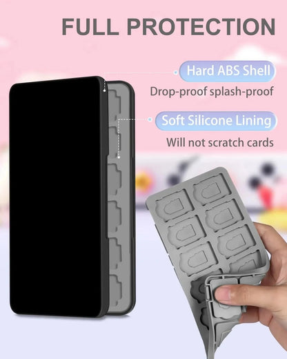 Switch Game Holder Case with 24 Cartridge Slots and 24 Micro SD Card Storage Portable Game Organizer Travel Switch Accessories Good Vibrations