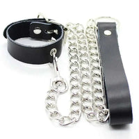 Leather Penis Ring Fetish Bondage Metal Chain Scrotal Cuff Traction Rope BDSM Training Penis Exercise Adult Male Sexual Products GOOD Vibrations