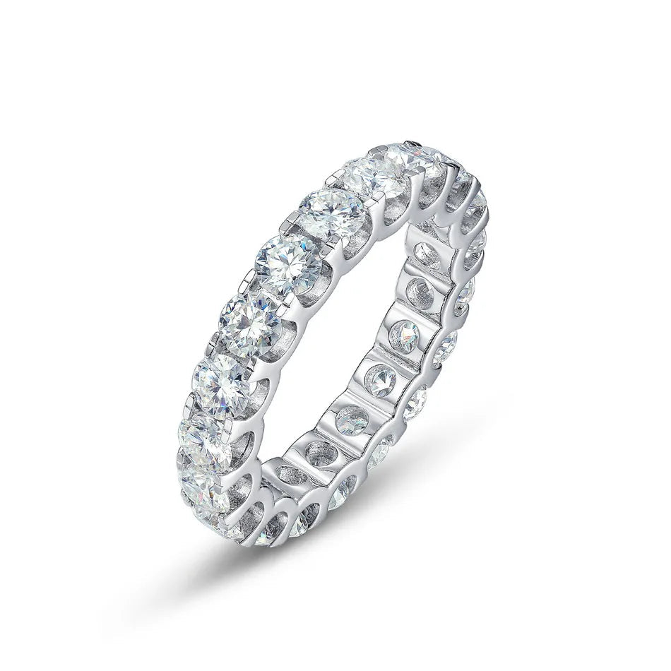 ALLNOEL 2mm Full Eternity Moissanite Wedding Band 925 Sterling Silver D Color VVS1 Stackable Ring For Women Fine Jewelry Good Vibrations