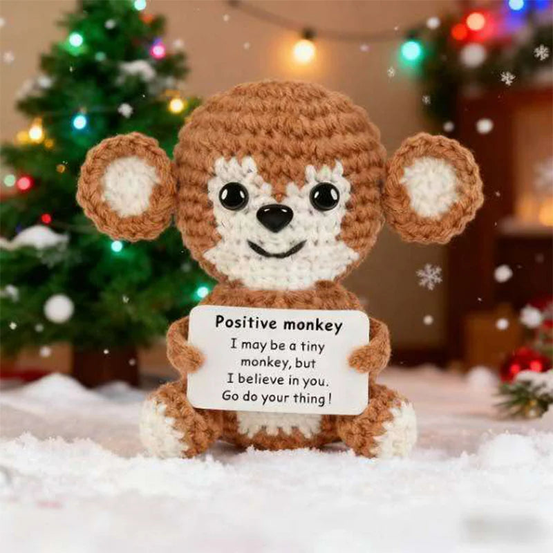 Gifts for Him Her Boyfriend Girlfriend  Handmade Positive Crochet Cute Monkey Emotional Birthday Christmas Desktop Decorations Good Vibrations