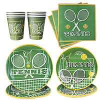 Tennis Party Supplies Paper Plate Napkin Cup Tableware for Boys Baby Shower Tennis Ball Sports Themed Party Birthday Decoration Good Vibrations