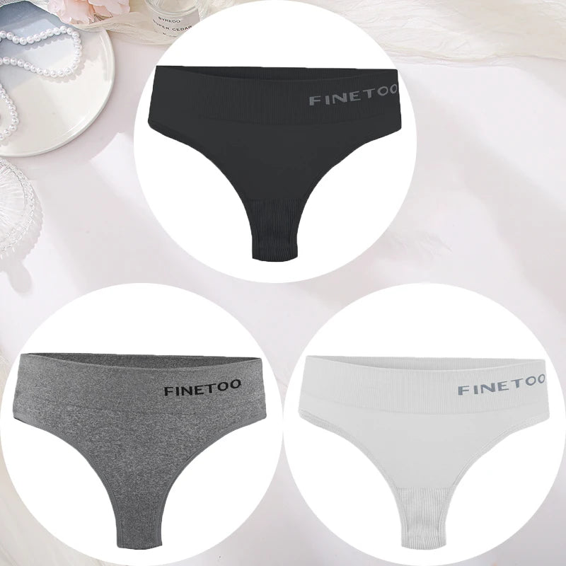 3PCS/Set Women's Panties Sexy Underwear FINETOO Large Size Thong Women Seamless Panties High Waist Girls Thongs M-2XL Good Vibrations