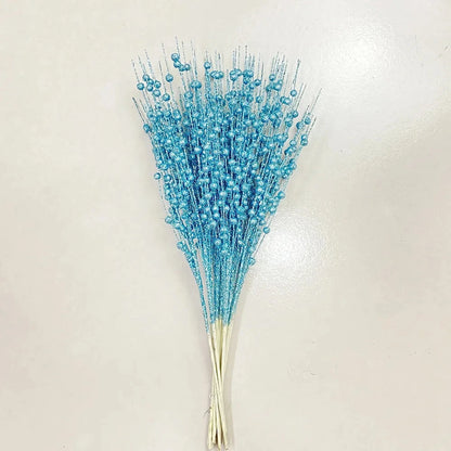 Christmas Tree Decoration, Fake Glitter Berry Leave, Dried Branch, Golden Powder, Flower Material, New Year Party, 1Pc, 12 Forks Good Vibrations